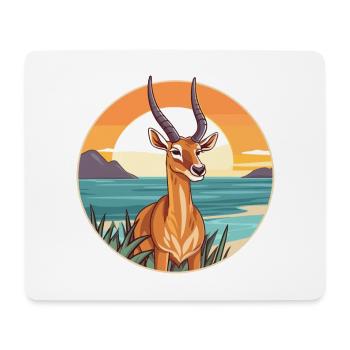 Antilope aquarelle dessin animé Kawaii Clipart Animal - Tapis de souris (format paysage) - blanc - Devant