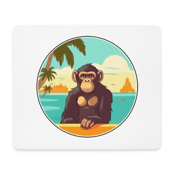 Chimpanzé aquarelle dessin animé Kawaii Clipart animal de compagnie - Tapis de souris (format paysage) - blanc - Devant