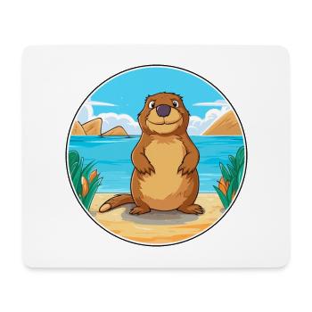 Biber Aquarell Cartoon Kawaii Clipart Tier - Mousepad (Querformat) - Weiß - Vorne
