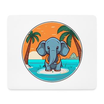 Éléphant aquarelle dessin animé Kawaii Clipart Animal - Tapis de souris (format paysage) - blanc - Devant
