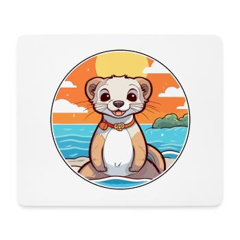 Ferret Watercolor Cartoon Kawaii Clipart Animal - Mouse Pad (horizontal) - white - Front