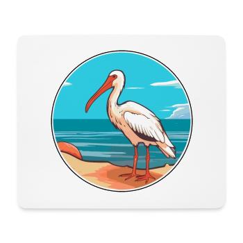 Ibis Watercolor Cartoon Kawaii Clipart Animal - Mouse Pad (horizontal) - white - Front