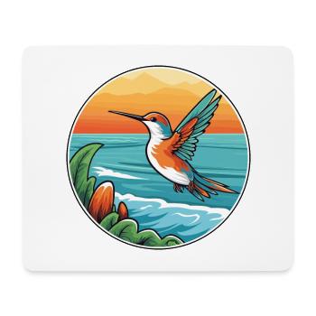 Colibri aquarelle dessin animé Kawaii Clipart animal de compagnie - Tapis de souris (format paysage) - blanc - Devant