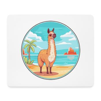 Llama Watercolor Cartoon Kawaii Clipart Animal - Mouse Pad (horizontal) - white - Front