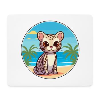 Ocelot Watercolor Cartoon Kawaii Clipart Animal - Mouse Pad (horizontal) - white - Front