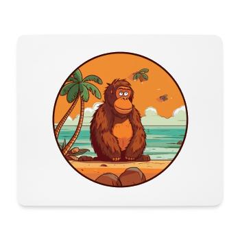 Orang-Utan Aquarell Cartoon Kawaii Clipart Tier - Mousepad (Querformat) - Weiß - Vorne