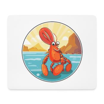 Homard aquarelle dessin animé Kawaii Clipart Animal - Tapis de souris (format paysage) - blanc - Devant