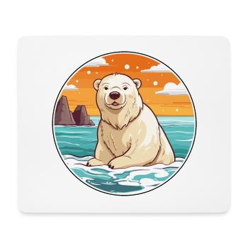 Ours polaire aquarelle dessin animé Kawaii Clipart animal de compagnie - Tapis de souris (format paysage) - blanc - Devant