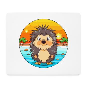 Porc-épic aquarelle dessin animé Kawaii Clipart Animal - Tapis de souris (format paysage) - blanc - Devant