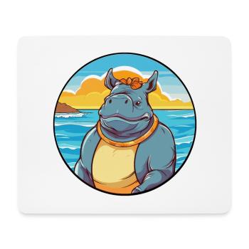 Rhino Watercolor Cartoon Kawaii Clipart Animal - Mouse Pad (horizontal) - white - Front