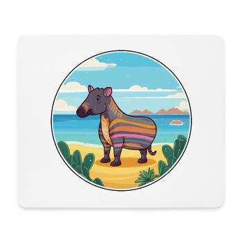 Tapir Watercolor Cartoon Kawaii Clipart Animal - Mouse Pad (horizontal) - white - Front