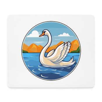 Cygne aquarelle dessin animé Kawaii Clipart Animal - Tapis de souris (format paysage) - blanc - Devant