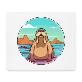 Walrus Watercolor Cartoon Kawaii Clipart Animal - Mouse Pad (horizontal) - white - Front