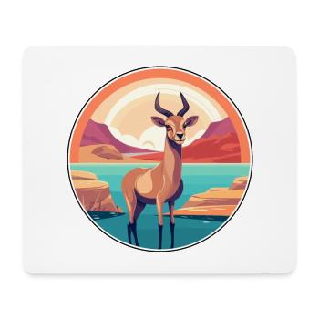 Antilope aquarelle dessin animé Kawaii Clipart Animal - Tapis de souris (format paysage) - blanc - Devant
