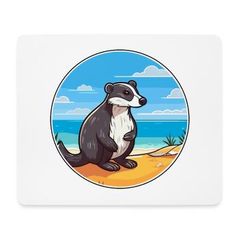 Blaireau Aquarelle Dessin Animé Kawaii Clipart Animal - Tapis de souris (format paysage) - blanc - Devant