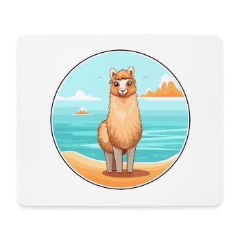 Alpaga aquarelle dessin animé Kawaii Clipart Animal - Tapis de souris (format paysage) - blanc - Devant