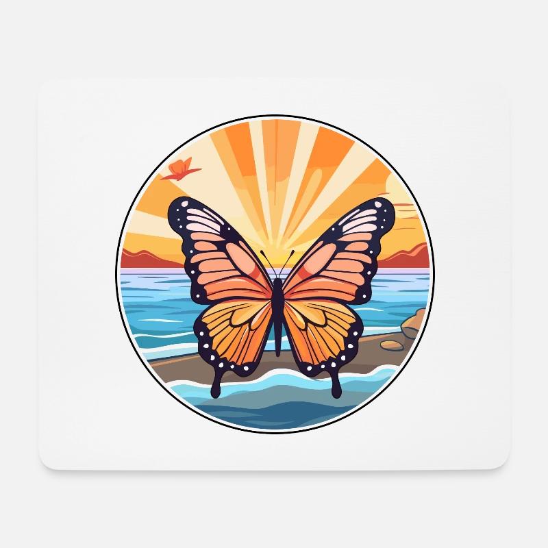 Schmetterling Aquarell Cartoon Kawaii Clipart Tier - Mousepad (Querformat) - Weiß