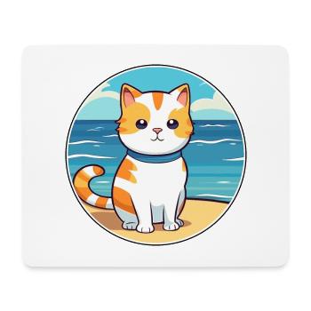 Katze Aquarell Karikatur Kawaii Clipart Tier - Mousepad (Querformat) - Weiß - Vorne