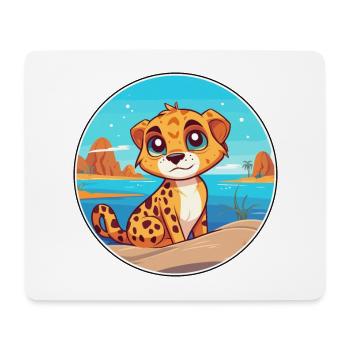 Cheetah Watercolor Cartoon Kawaii Clipart Animal - Mouse Pad (horizontal) - white - Front