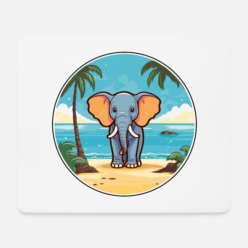 Elefant Aquarell Cartoon Kawaii Clipart Tier - Mousepad (Querformat) - Weiß