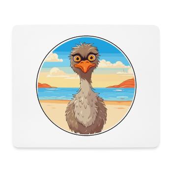 Emu Watercolor Cartoon Kawaii Clipart Animal - Mouse Pad (horizontal) - white - Front