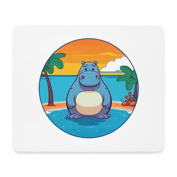 Hippo Watercolor Cartoon Kawaii Clipart Animal - Mouse Pad (horizontal) - white - Front