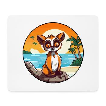 Lemur Watercolor Cartoon Kawaii Clipart Animal - Mouse Pad (horizontal) - white - Front