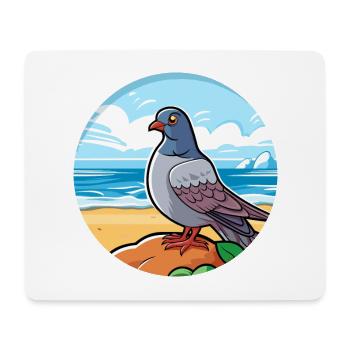 Pigeon aquarelle dessin animé kawaii clipart animal - Tapis de souris (format paysage) - blanc - Devant