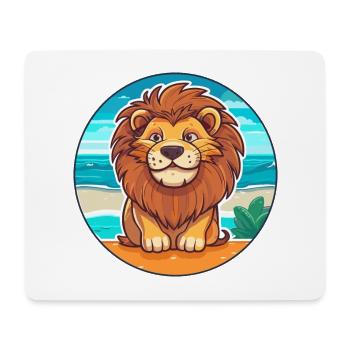 Lion aquarelle dessin animé Kawaii Clipart Animal - Tapis de souris (format paysage) - blanc - Devant