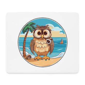 Owl Watercolor Cartoon Kawaii Clipart Animal - Mouse Pad (horizontal) - white - Front