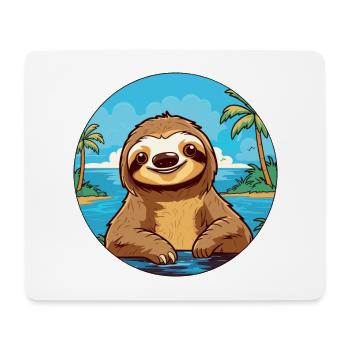 Sloth Watercolor Cartoon Kawaii Clipart Animal - Mouse Pad (horizontal) - white - Front