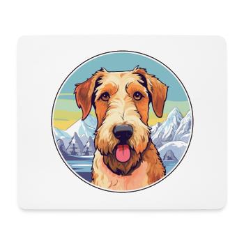 Airedale Terrier Hunderasse Karikatur Kawaii Watercol - Mousepad (Querformat) - Weiß - Vorne