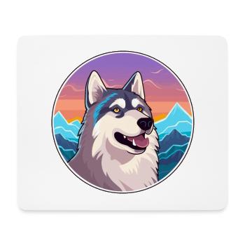 Alaskan Husky Dog Breed Cartoon Kawaii Watercolor - Mouse Pad (horizontal) - white - Front