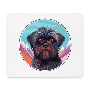 Affenpinscher Dog Breed Cartoon Kawaii Watercolor - Mouse Pad (horizontal) - white - Front