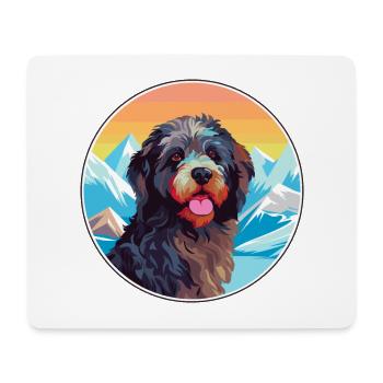 Barbet Dog Breed Cartoon Kawaii Watercolor - Mouse Pad (horizontal) - white - Front