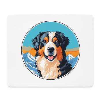 Chien de berger basque race dessin animé kawaii watercolo - Tapis de souris (format paysage) - blanc - Devant