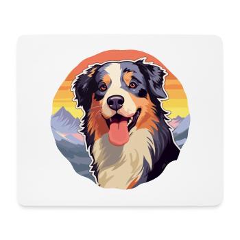 Australian Shepherd Dog Breed Cartoon Kawaii Water - Mouse Pad (horizontal) - white - Front