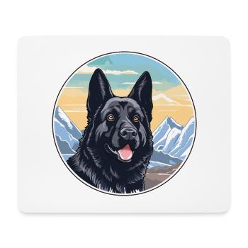 Chien d’élan norvégien noir race de chien Cartoon Kawaii - Tapis de souris (format paysage) - blanc - Devant