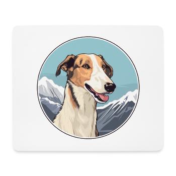 Borzoi Dog Breed Cartoon Kawaii Watercolor - Mouse Pad (horizontal) - white - Front