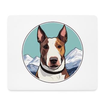 Bull Terrier chien race dessin animé Kawaii aquarelle - Tapis de souris (format paysage) - blanc - Devant