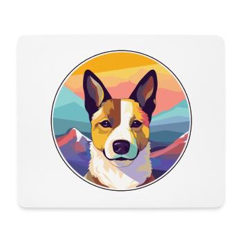 Canaan chien race dessin animé Kawaii aquarelle - Tapis de souris (format paysage) - blanc - Devant