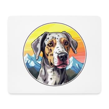 Catahoula Cur chien race dessin animé Kawaii aquarelle - Tapis de souris (format paysage) - blanc - Devant