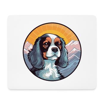 Cavalier Dog Breed Cartoon Kawaii Watercolor - Mouse Pad (horizontal) - white - Front