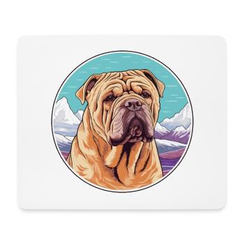 Chinesische Shar Pei Hunderasse Karikatur Kawaii Watercol - Mousepad (Querformat) - Weiß - Vorne
