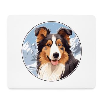 Collie chien race dessin animé Kawaii aquarelle - Tapis de souris (format paysage) - blanc - Devant