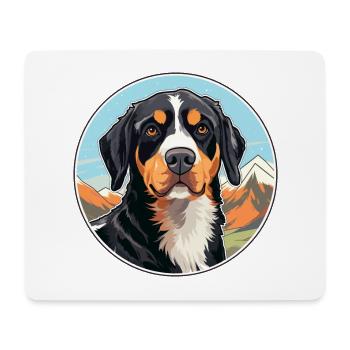 Entlebucher Mountain Dog Breed Cartoon Kawaii Wate - Tapis de souris (format paysage) - blanc - Devant
