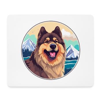 Eurasier Dog Breed Cartoon Kawaii Watercolor - Mouse Pad (horizontal) - white - Front