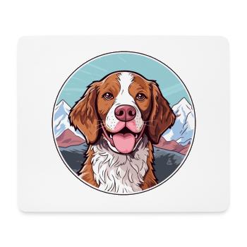 French Brittany Dog Breed Cartoon Kawaii Watercolo - Mouse Pad (horizontal) - white - Front