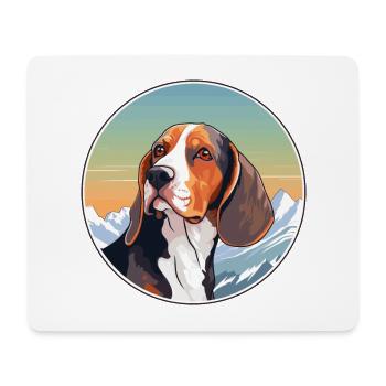 French Tricolor Hound Dog Breed Cartoon Kawaii Wat - Mouse Pad (horizontal) - white - Front