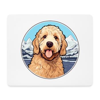 Goldendoodle Dog Breed Cartoon Kawaii Watercolor - Mouse Pad (horizontal) - white - Front